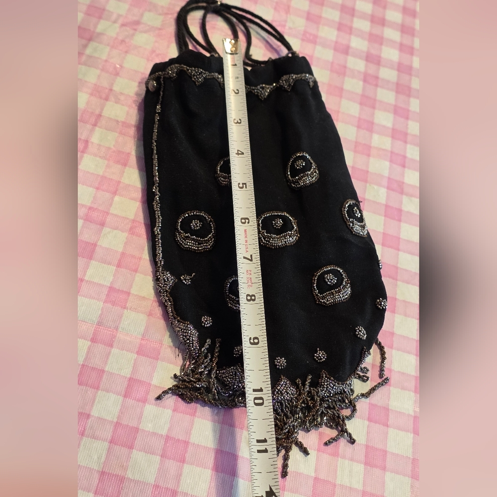 Vintage Beaded Drawstring Reticule, Handbag, Handmade - Picture 2 of 14